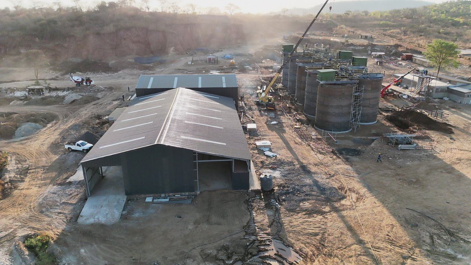 Aerial view of Walden plant buildings and processing tanks